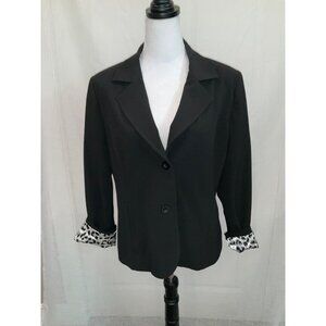 Chico's Black - Animal-Print Lined Blazer/Jacket size 1 Medium
